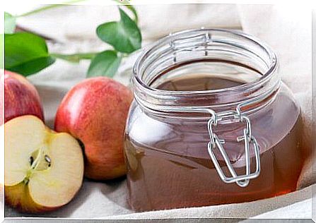 Apple cider vinegar in glass jar