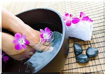 Person taking a foot bath