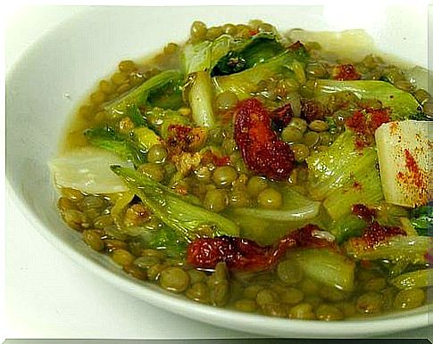 hot dish with lentils and vegetables