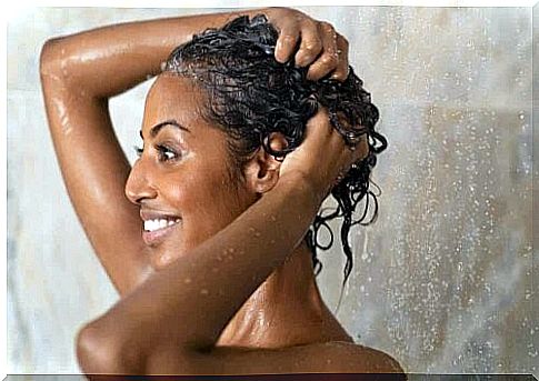 A woman washing her hair