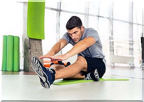 Man stretching out on floor