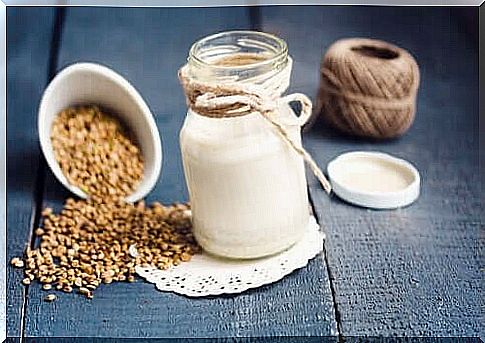 Vegetable milk in glass jar