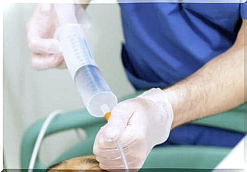 Patient receives food through gastric tube