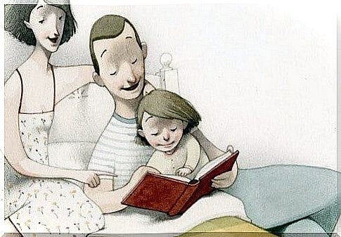 Father and mother reading to children - The key to raising children