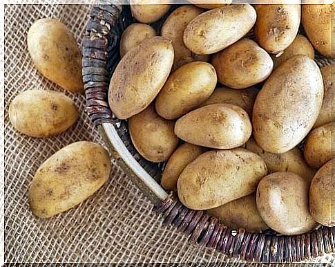 Basket with potatoes