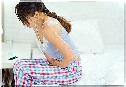 Woman with stomach ache